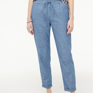 J.Crew Pull OnMinimalist Neutral Coastal Summer Chambray Ankle Pant [size 10T]
